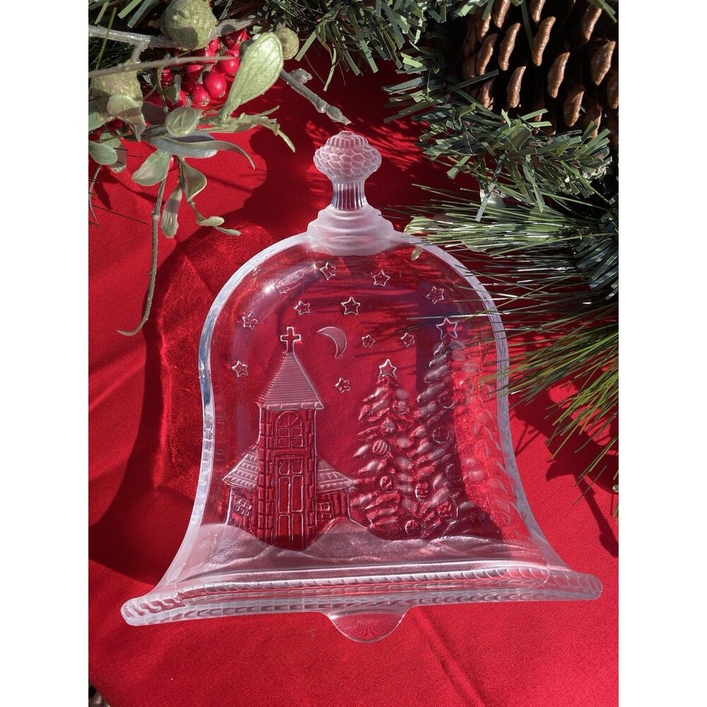 Celebrations Crystal Clear Bell of Christmas Plate Candy Dish Tray KIG Indonesia